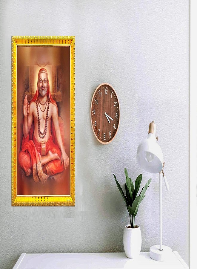 ZIG-ZAG zig zag Raghavendra Swamy Photo Frame Photo Frame For Wall / Table / Pooja Room ( 7x9 inches, Acrylic Glass) Golden - Image 3